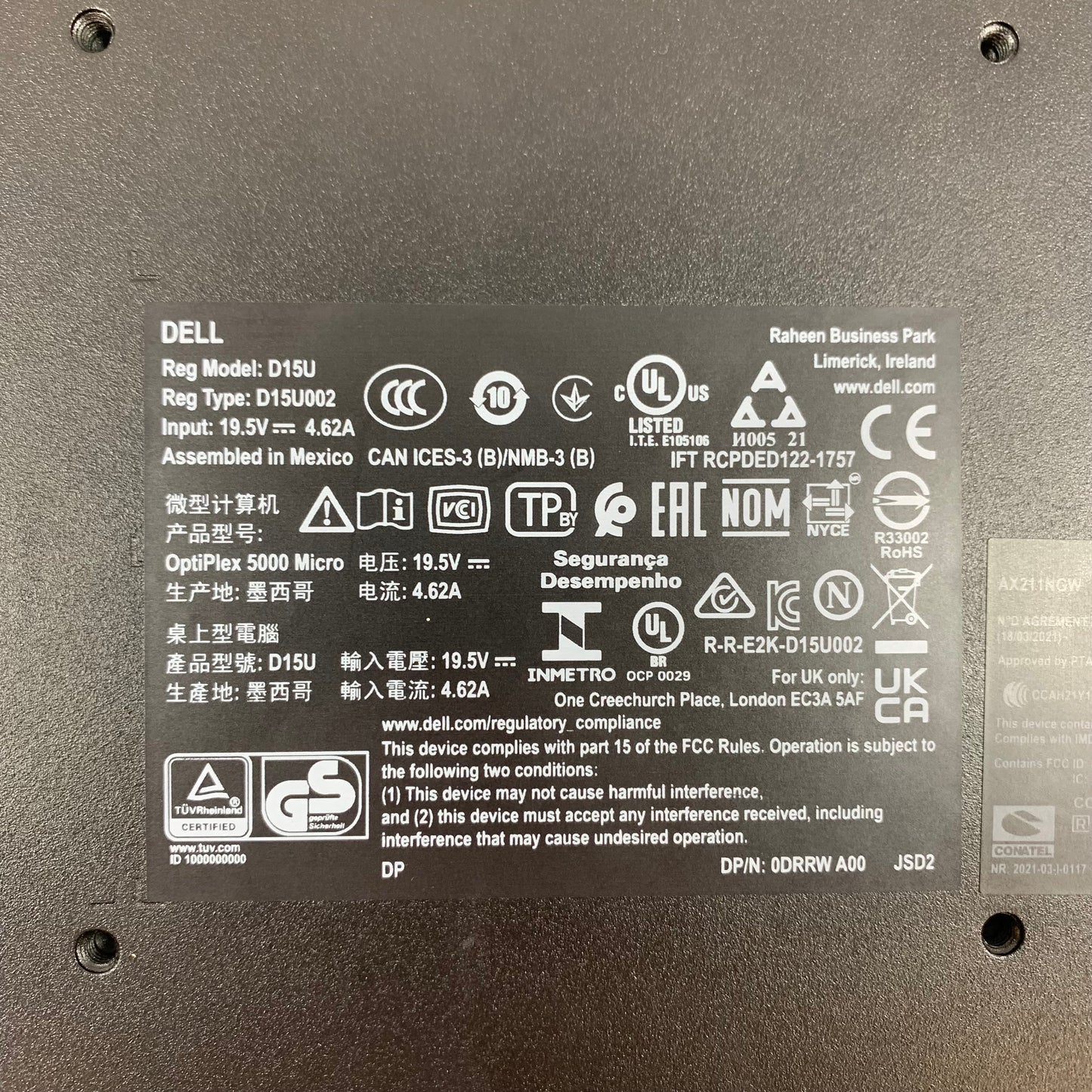 Dell Optiplex 5000 Micro 0DRRW Core i5-12500T 2.0GHz 8GB RAM 240GB SSD NO OS