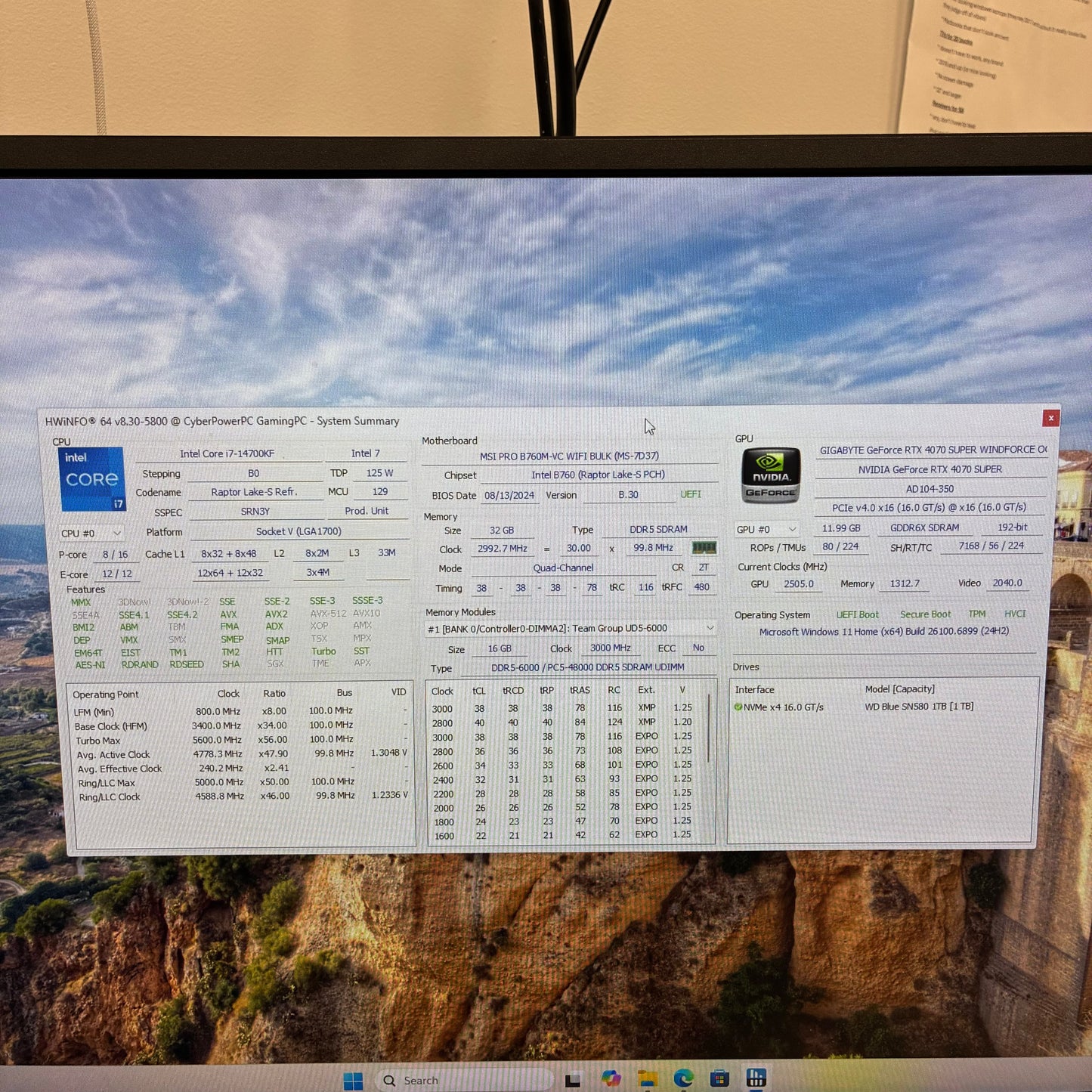CyberPower GXiVR8760A4 i7-14700KF 32GB RAM Gigabyte GeForce RTX 4070 Super