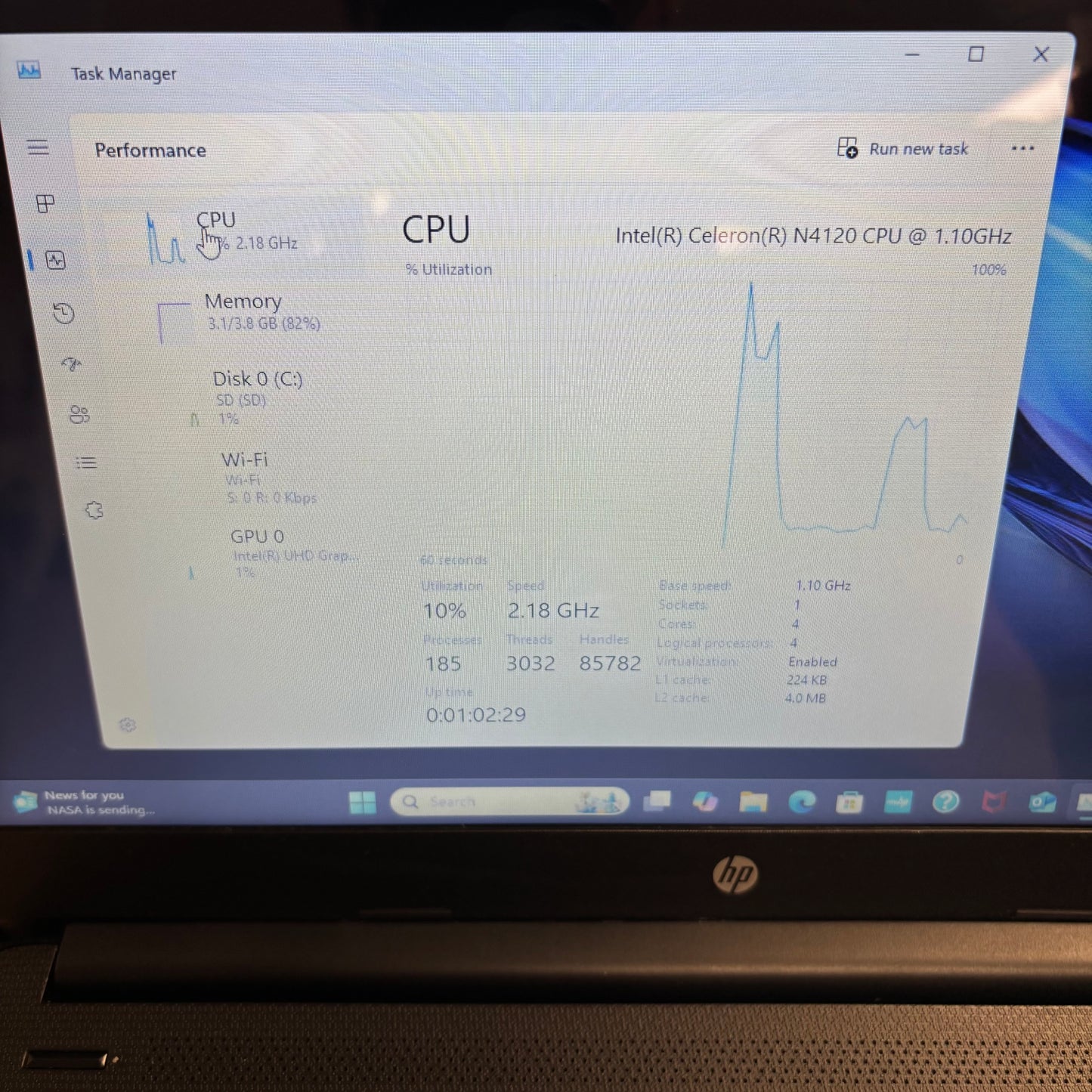 HP Pavilion 14-DQ0060NR 14" Celeron N4120 1.1GHz 4GB RAM 64GB SSD