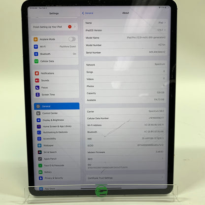 Unlocked Apple iPad Pro 12.9" 6th Gen 128GB 17.5.1 Silver A2764