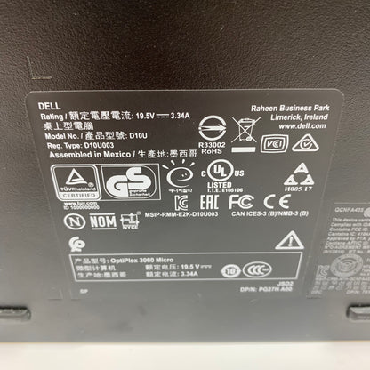 Dell Optiplex 3060 Micro PG27H Core i5-8500T 2.10GHz 8GB RAM NO HDD NO OS