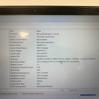 Gateway GWTN141 14.1" i3-1005G1 1.2GHz 4GB RAM 128GB SSD