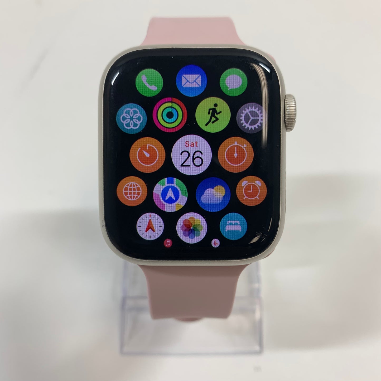 Unlocked Apple Watch Series 8 45MM Silver Aluminum Pink Sport Loop A2774
