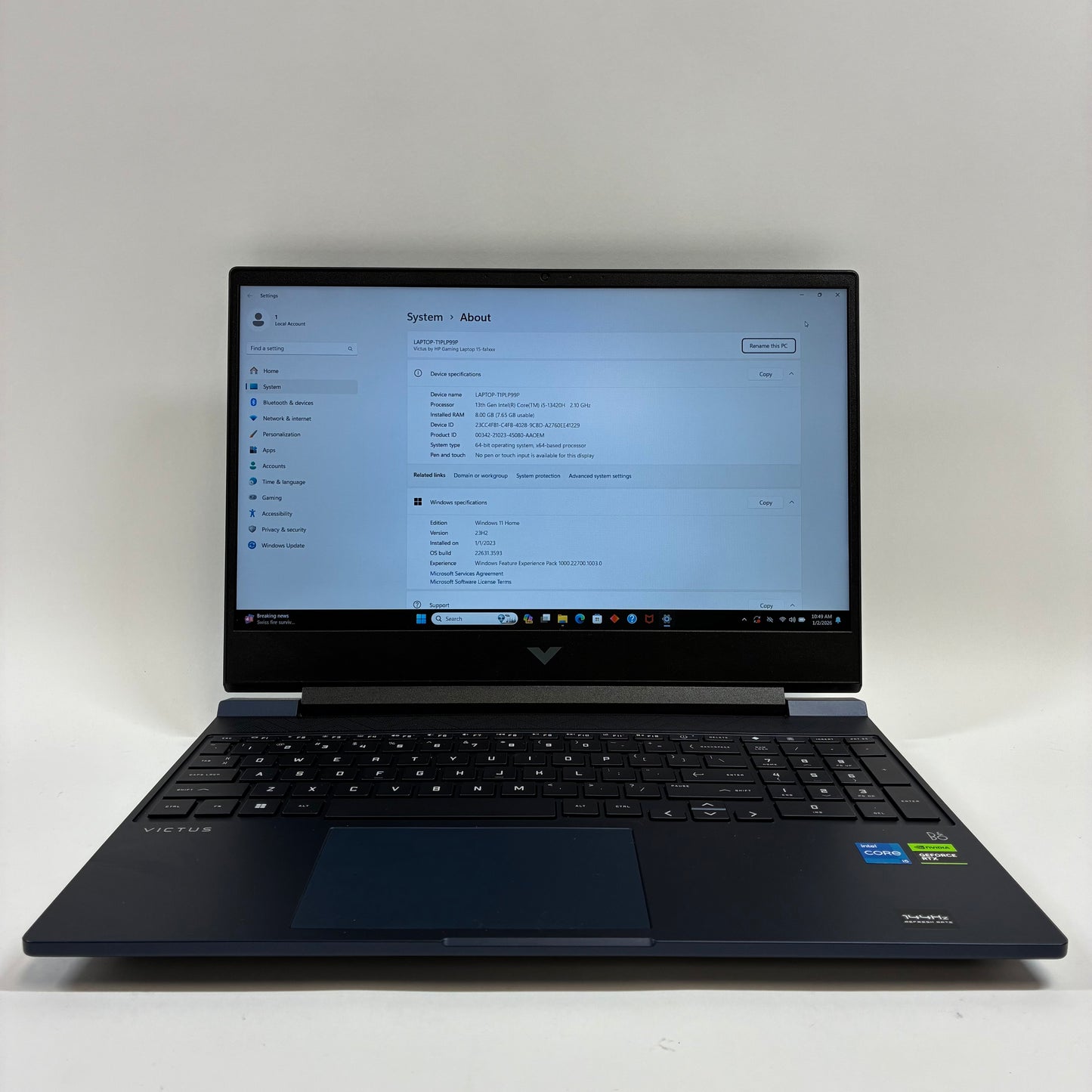 HP Victus 15-FA1093DX 15" i5-13420H 2.1GHz 8GB RAM 512GB SSD GeForce RTX 3050