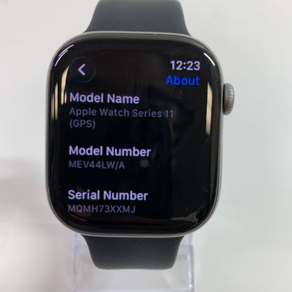 GPS Apple Watch Series 11 46MM Space Gray Aluminum Black Sport BandMEV44LW/A
