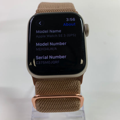 GPS Only Apple Watch SE 3 40MM Starlight Aluminum Aftermarket Band MEH34LW/A