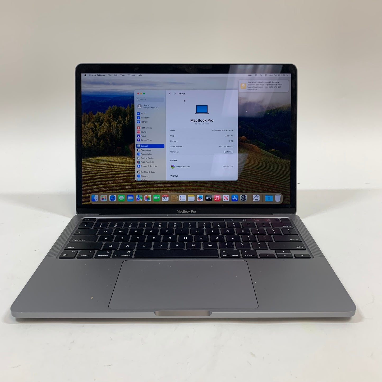 2020 Apple MacBook Pro 13.3" M1 3.2GHz 8GB RAM 256GB SSD Silver A2338