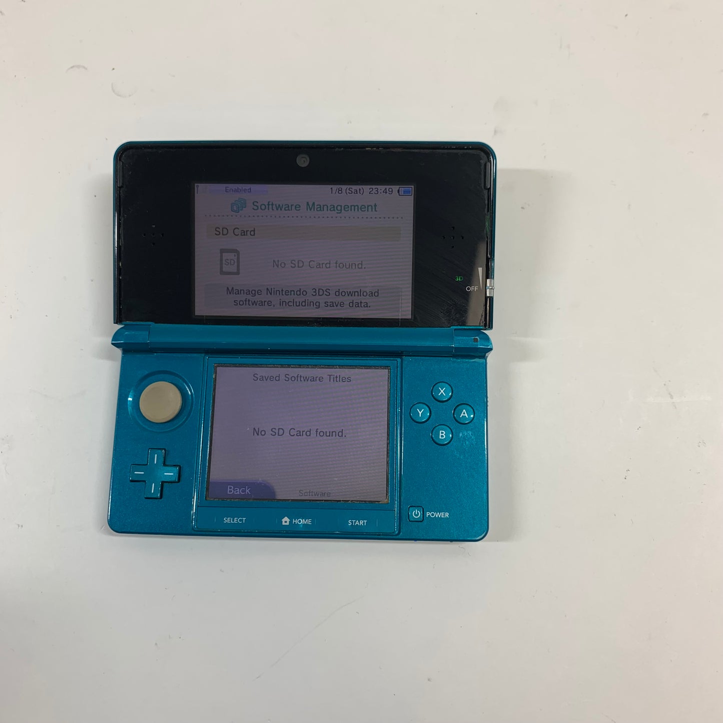 Nintendo 3DS Handheld Game Console CTR-001 Aqua Blue